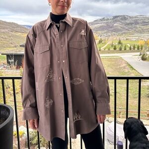 Lucchese vintage oversized western shirt size large with silver embroidery